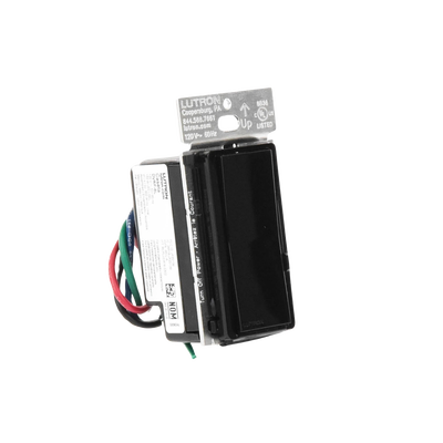 (Caseta Wireless) Atenuador de pared Negro. Aumenta/Disminuye Intensidad de Iluminación.  No requiere cable neutro. 150W LED / 600W INC/HAL