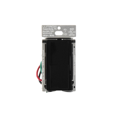 (Caseta Wireless) Atenuador de pared Negro. Aumenta/Disminuye Intensidad de Iluminación.  No requiere cable neutro. 150W LED / 600W INC/HAL