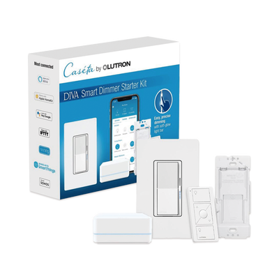 (Caseta Wireless) Kit Hub controlador, atenuador, control remoto PICO, base de pared y tapa.