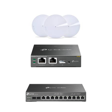 Paquete WiFi TP-Link Omada Dual WAN con 3 Access Points | Internet de Respaldo para Casa Inteligente