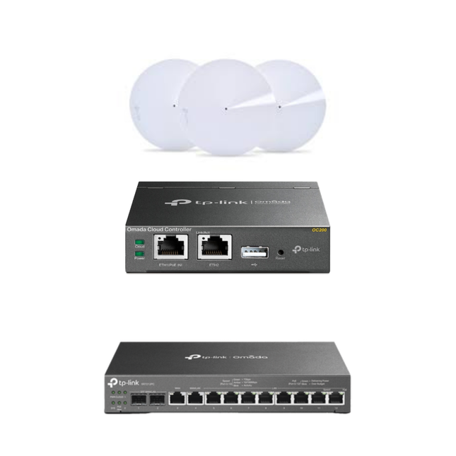 Paquete WiFi TP-Link Omada Dual WAN con 3 Access Points | Internet de Respaldo para Casa Inteligente