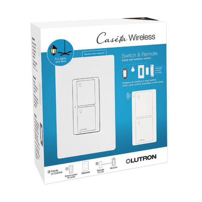 Lutron Caséta PPKG1WSWH | Kit Switch + Pico + Placa