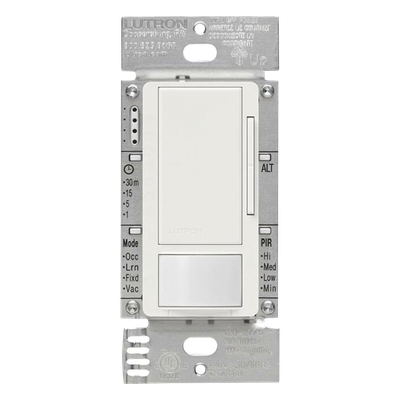 Lutron Maestro MSZ101WH | Atenuador 0-10 V con Sensor de Presencia Control hasta 8 A