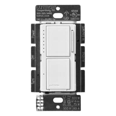 Lutron Maestro MACLL3S25SW | Dimmer + apagador de pared 300 W Inc-Hal o 75 W LED-CFL