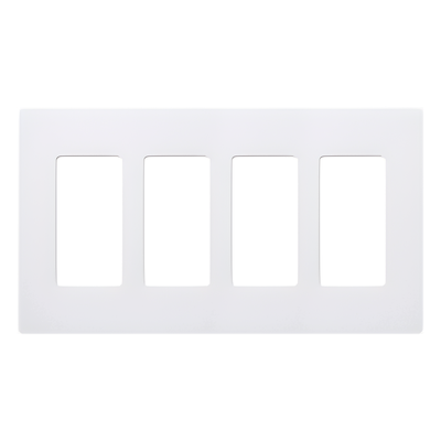 Lutron Claro CW4WH | Placa de pared 4 espacios | Blanco brillante