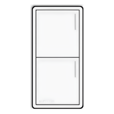 Botonera híbrida Sunnata RF / 2 botones / dimmer integrado 120 V / retroiluminada / acabado blanco / RadioRA 3