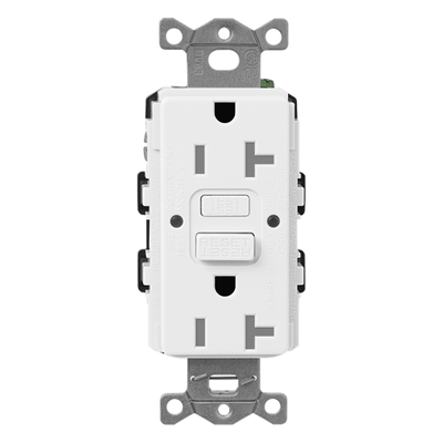 Lutron Claro SCR-15-GFST-SW-L | Receptáculo Dúplex GFCI Autocomprobación Continua